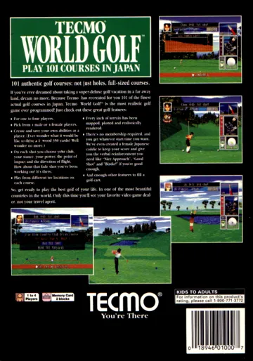 Tecmo World Golf - Japan (US) box cover back